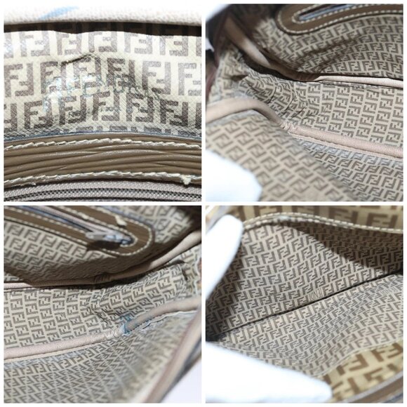 FENDI Zucchino Canvas Shoulder Bag Coated Canvas Brown Auth - Picture 15 of 16